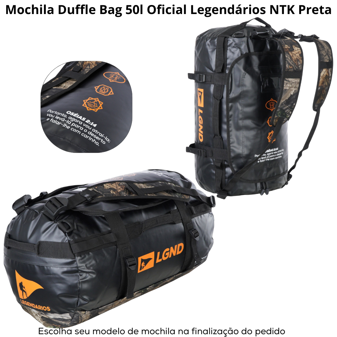 1.3 Mochila Duffle 50l Oficial Legendários NTK Preta